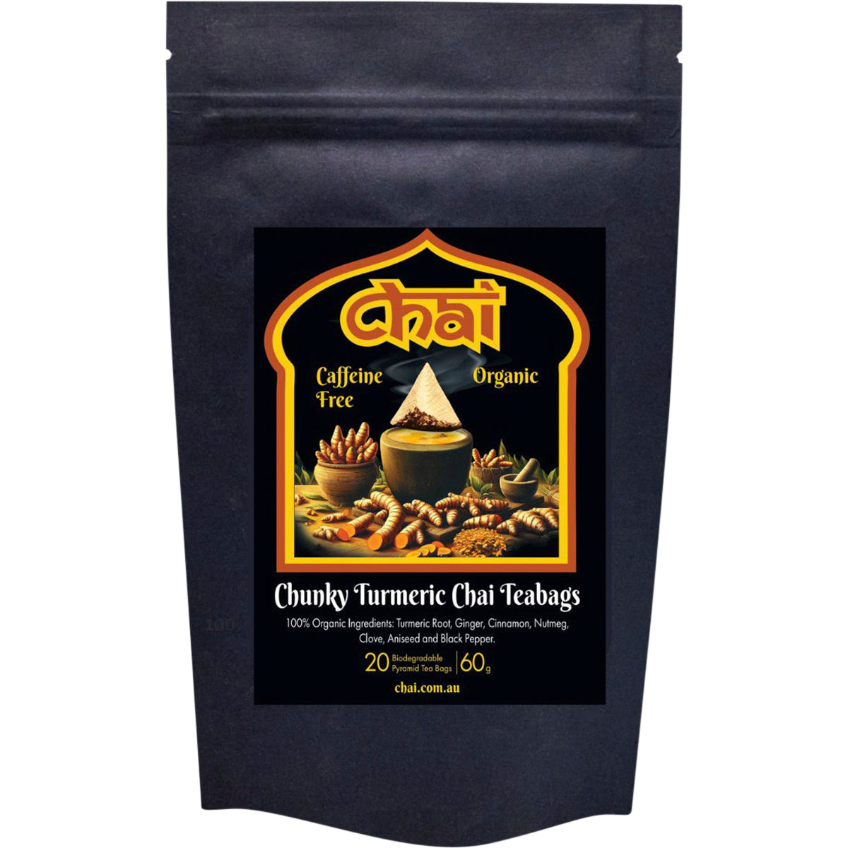 CHAI TEA Organic Chunky Turmeric Chai Tea Bags 1 x 20pk