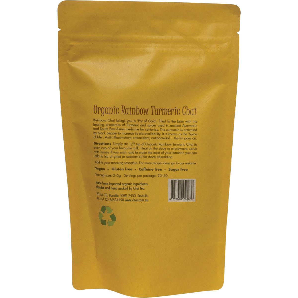 CHAI TEA Organic Rainbow Turmeric Chai 1 x 100g