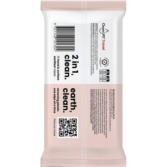 CleanLIFE 2 In 1 Plastic Free Wipes Hand and Surface Sanitiser