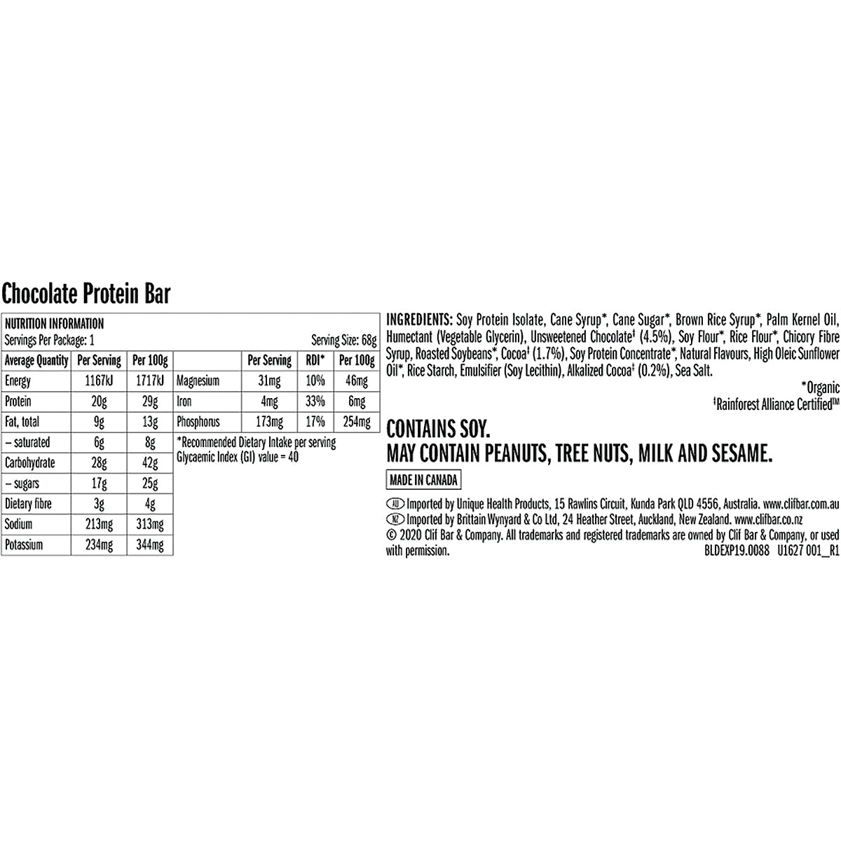 CLIF Builders Bar Chocolate 12 x 68g