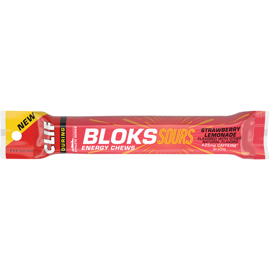 CLIF Bloks Energy Chews Sour Strwby Lemonade 25mg Caffeine - Box of 18