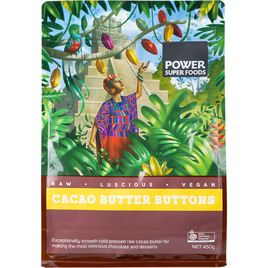 Power Super Foods Cacao Butter Buttons Raw Certified Organic