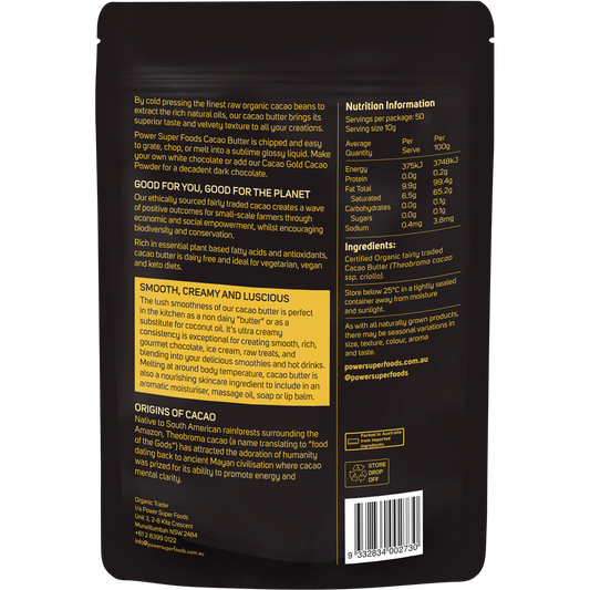 Power Super Foods Cacao Gold Butter Chunks Raw Certified Organic