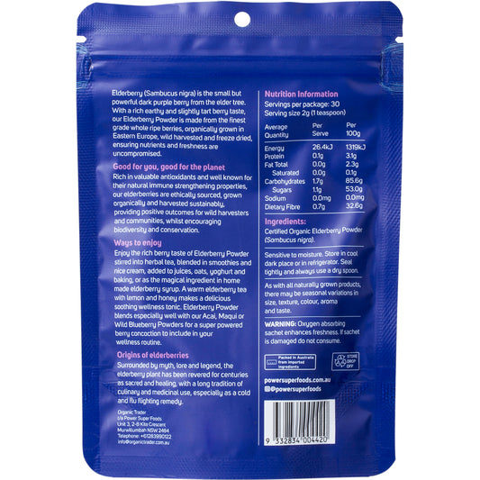 POWER SUPER FOODS Elderberry Powder Certified Organic 1 x 60g