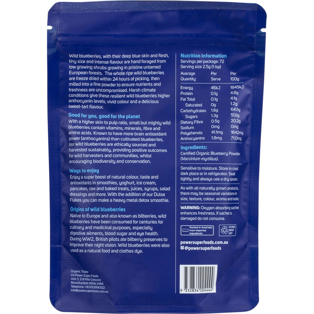 POWER SUPER FOODS Wild Blueberry Powder 1 x 180g