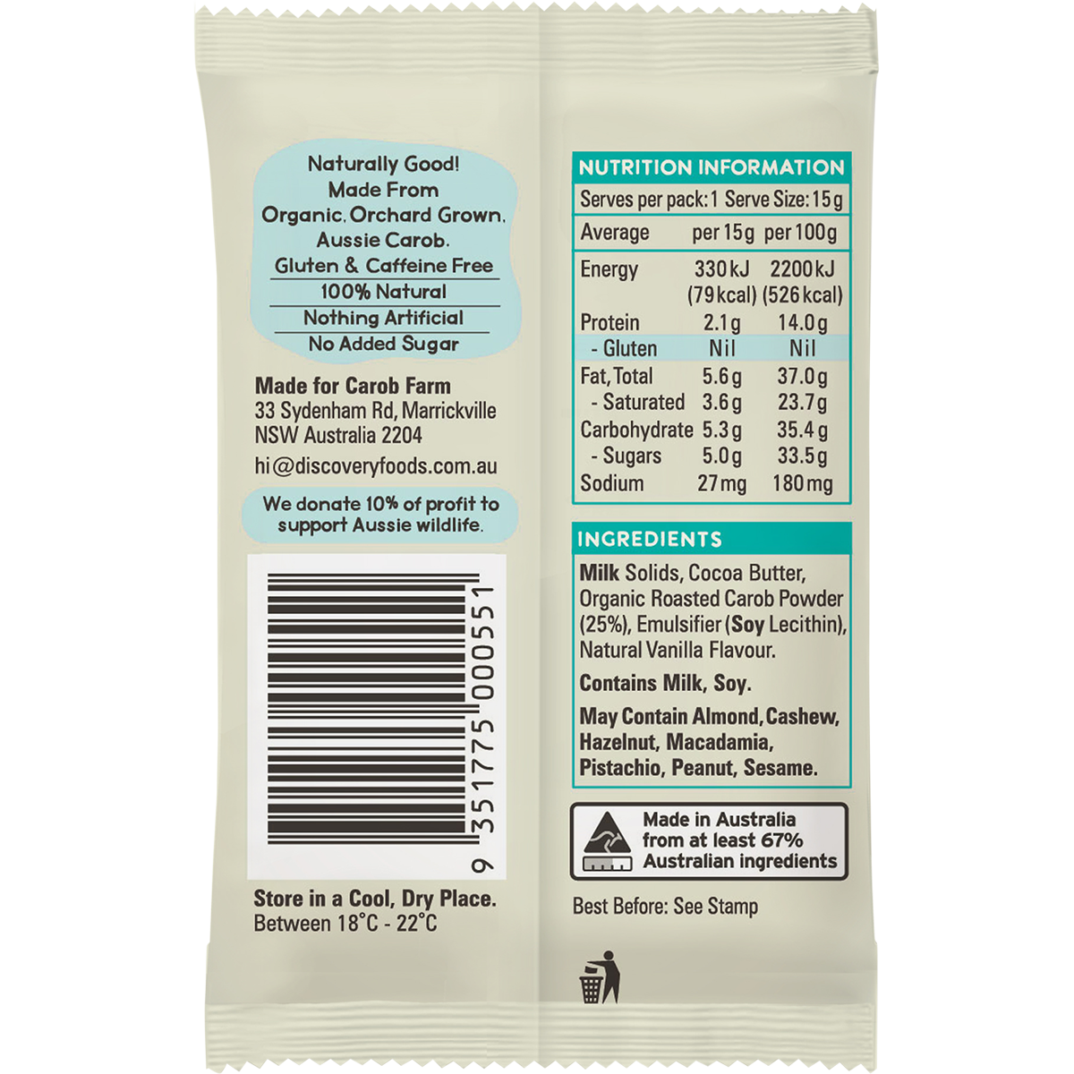 CAROB FARM Carob Koala Original x 50