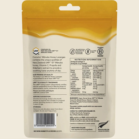 Comvita Manuka Honey Lozenges Elderberry Extract & Vitamin C 6 x