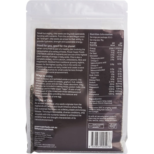 POWER SUPER FOODS Chia Seeds Certified Organic 1 x 950g