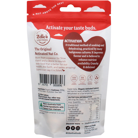2die4 Live Foods Organic Activated Cashews 120g