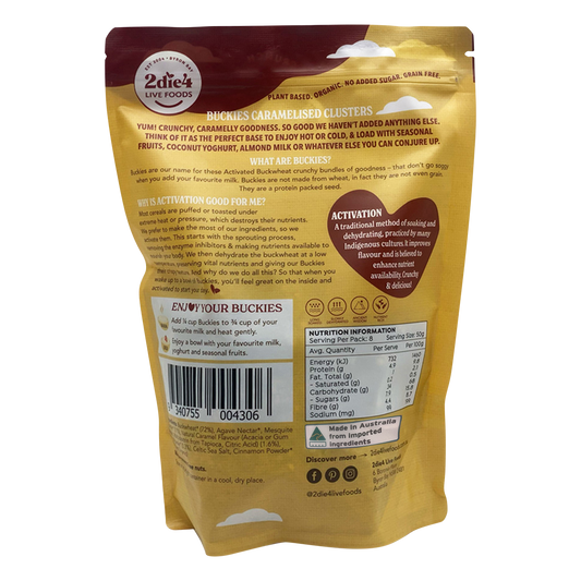 2die4 Live Foods Organic Activated Buckies Caramelised Clusters