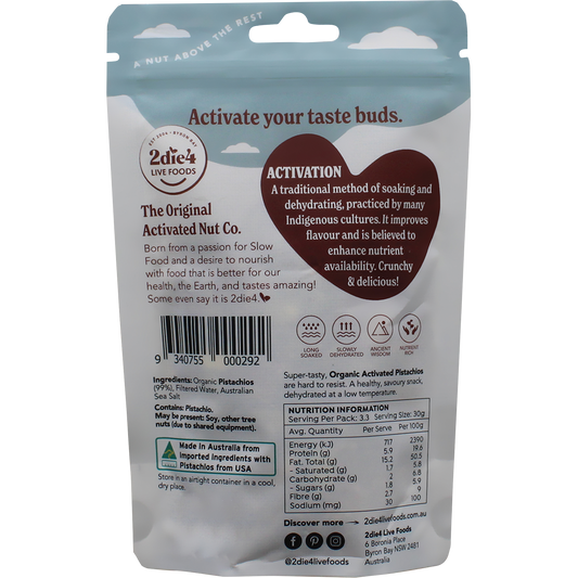 2die4 Live Foods Organic Activated Pistachios 100g