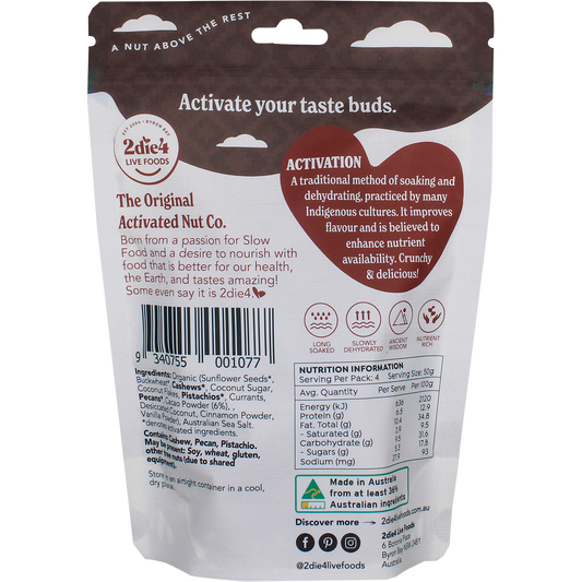 2die4 Live Foods Organic Activated Holy Cacao Granola Clusters