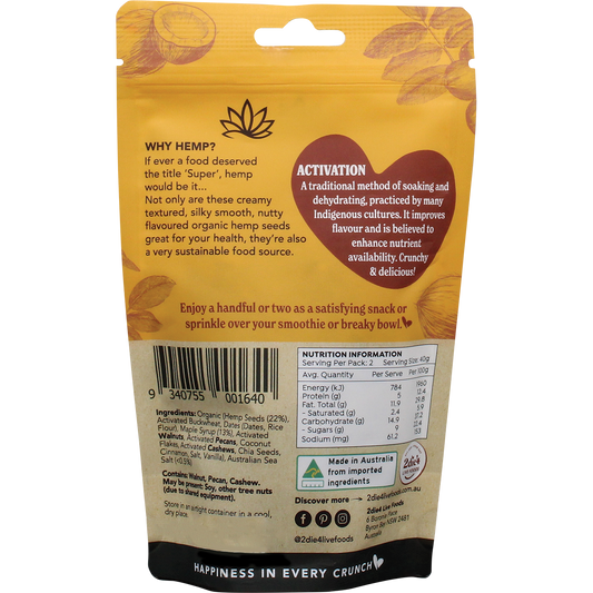 2die4 Live Foods Hemptations Superfood Hemp Snack Salted Maple 80g