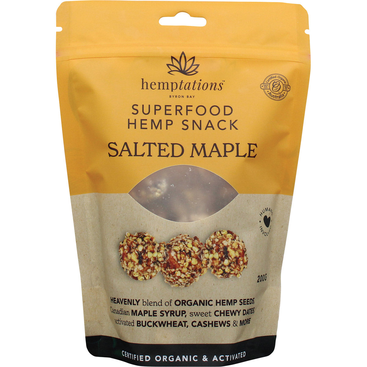 2DIE4 LIVE FOODS Hemptations Superfood Hemp Snack Salted Maple 1 x 200g