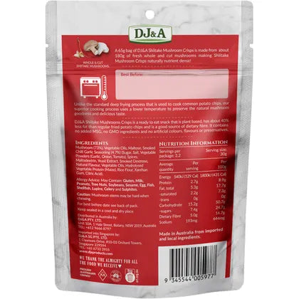 DJ&A Shiitake Mushroom Crisps Smoked Chilli & Garlic 9 x 65g