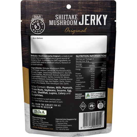 DJ&A Shiitake Mushroom Jerky Original 12 x 60g