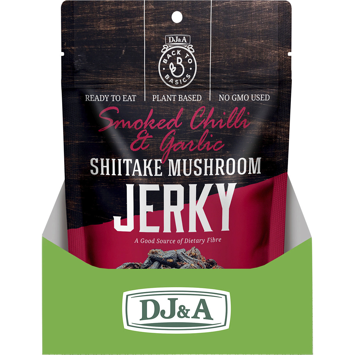DJ&A Shiitake Mushroom Jerky Smoked Chilli & Garlic 12 x 60g