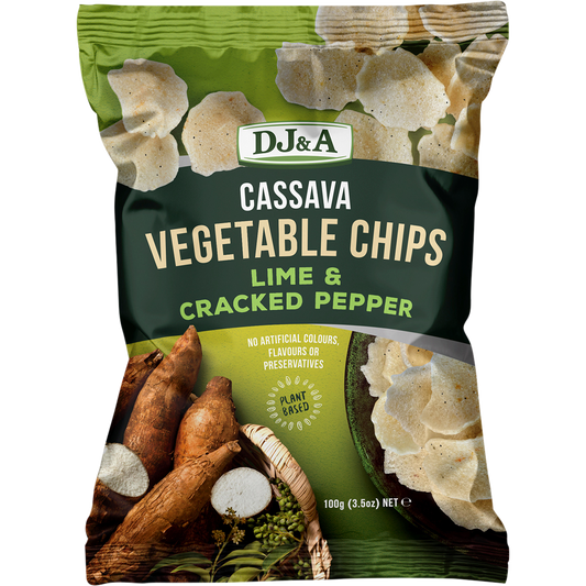 DJ&A Cassava Vegetable Chips Lime & Cracked Pepper - Box of 5