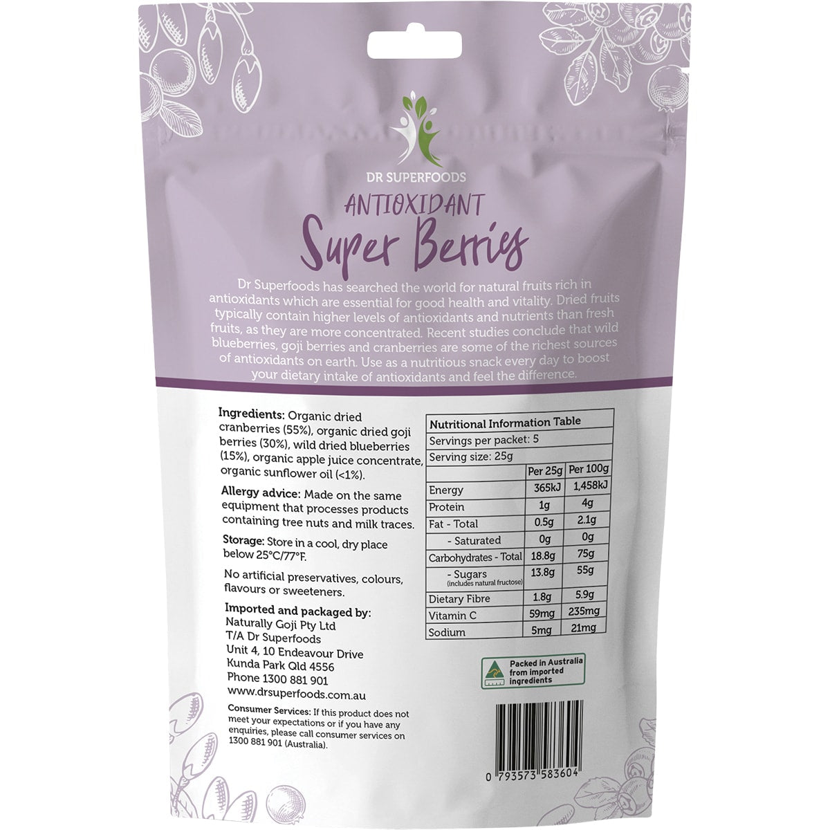DR SUPERFOODS Dried Antioxidant Super Berries x 1