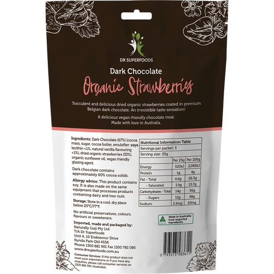 Dr Superfoods Strawberries Organic Dark Chocolate