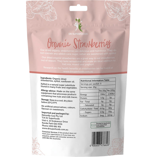DR SUPERFOODS Dried Strawberries Organic 1 x 125g