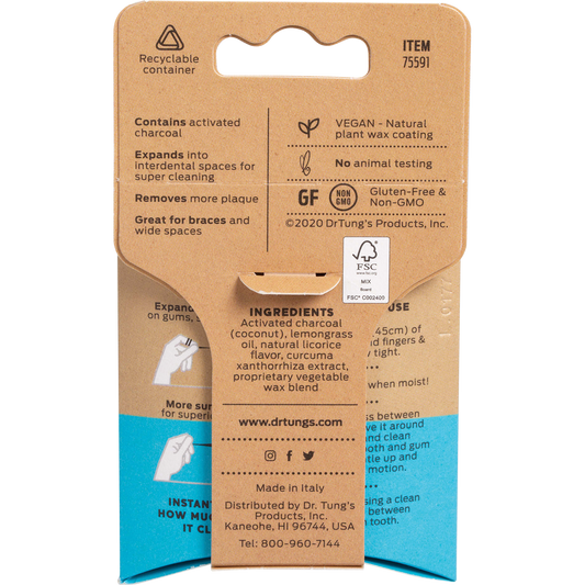 Dr Tung's Smart Vegan Dental Floss Activated Charcoal Lemongrass