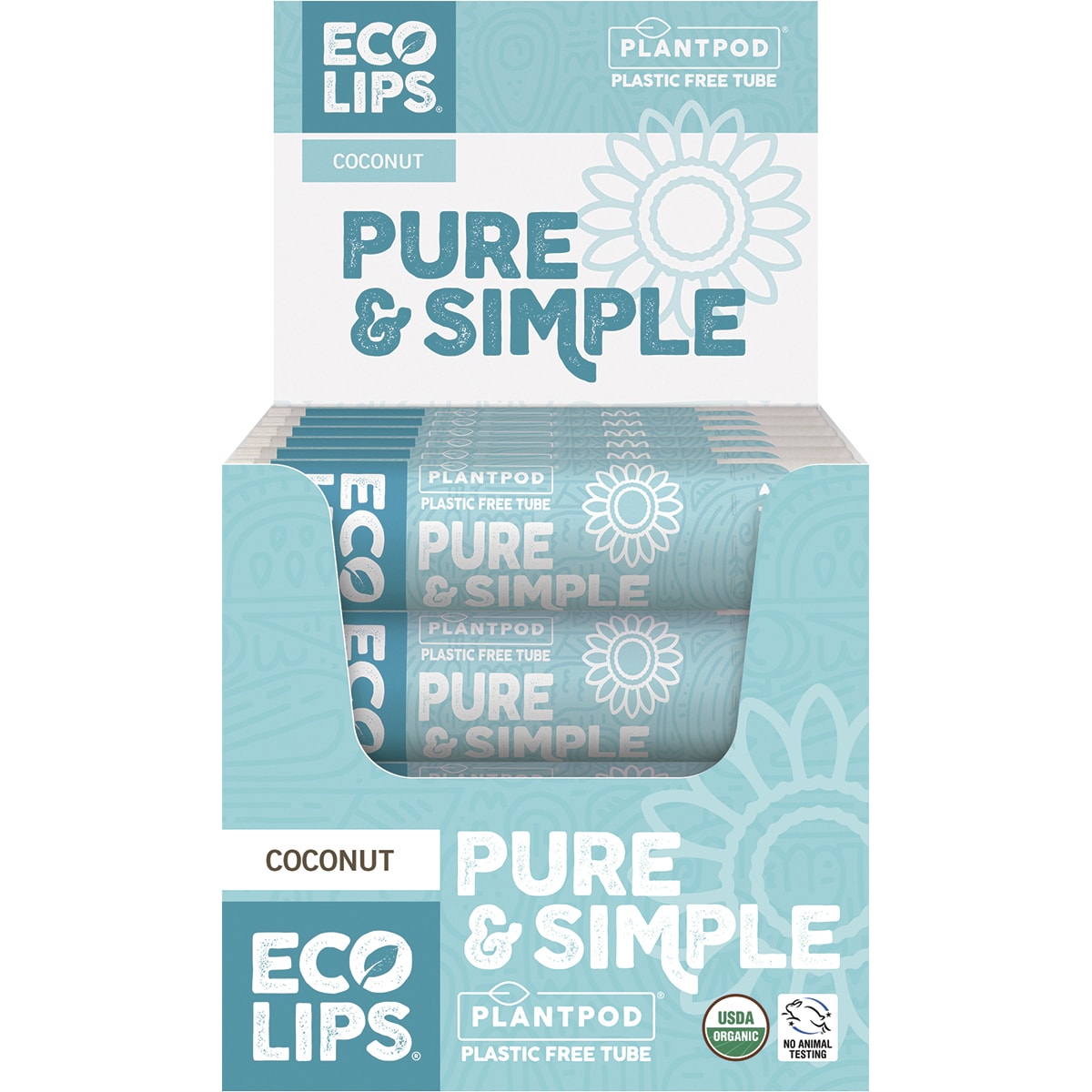 ECO LIPS Lip Balm Display Pure & Simple Coconut 24 x 4.25g