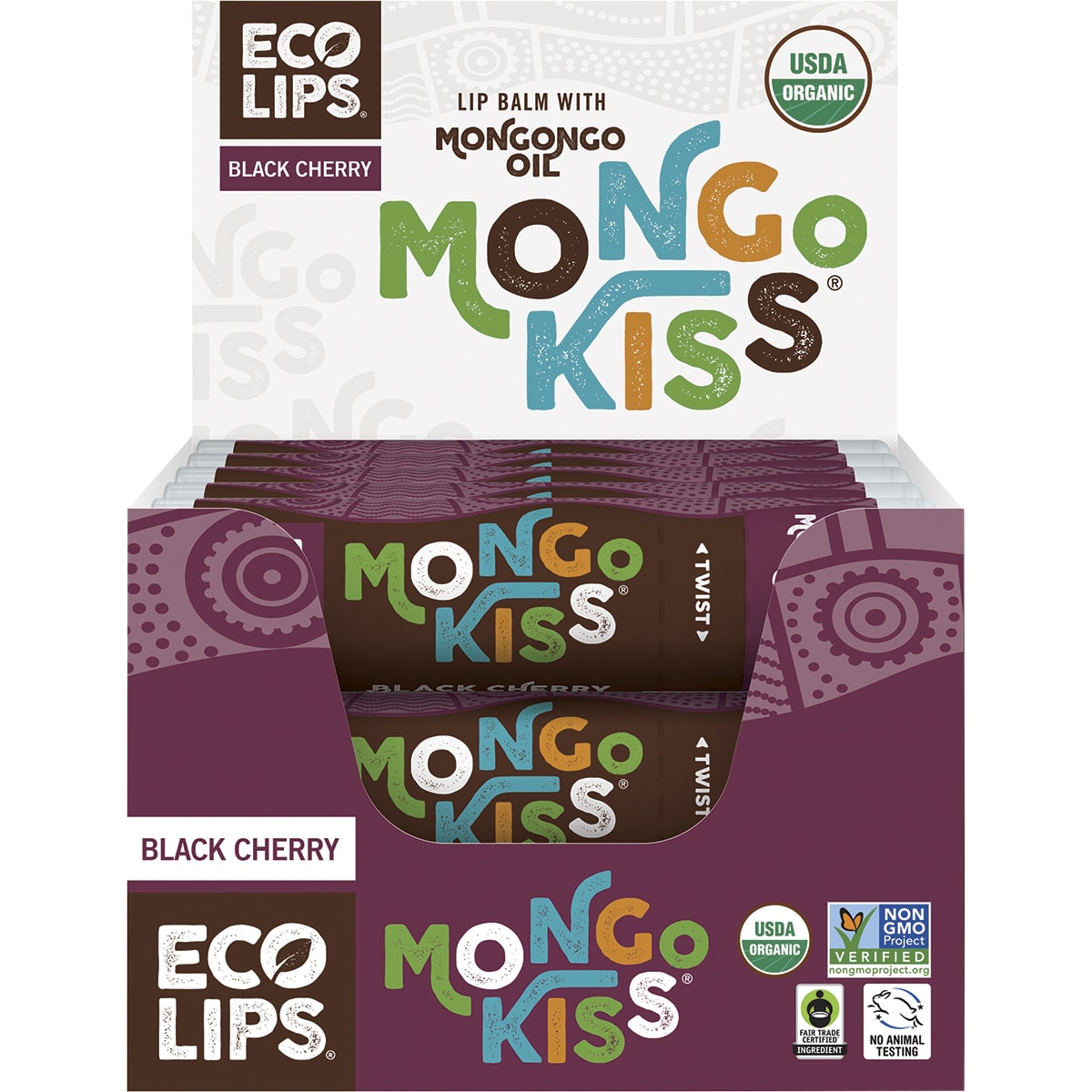 ECO LIPS Lip Balm Display Mongo Kiss Black Cherry 15 x 7g