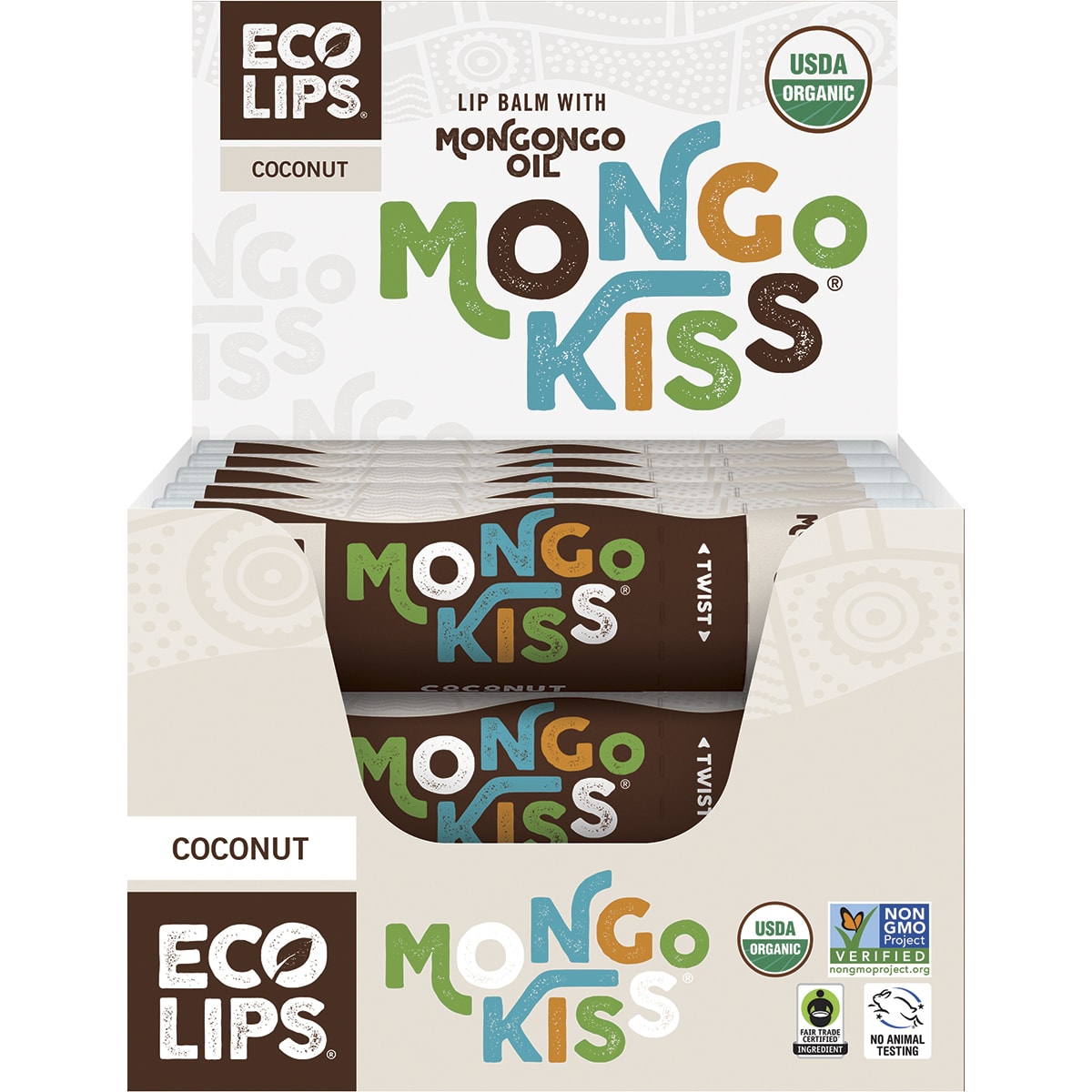 ECO LIPS Lip Balm Display Mongo Kiss Coconut 15 x 7g