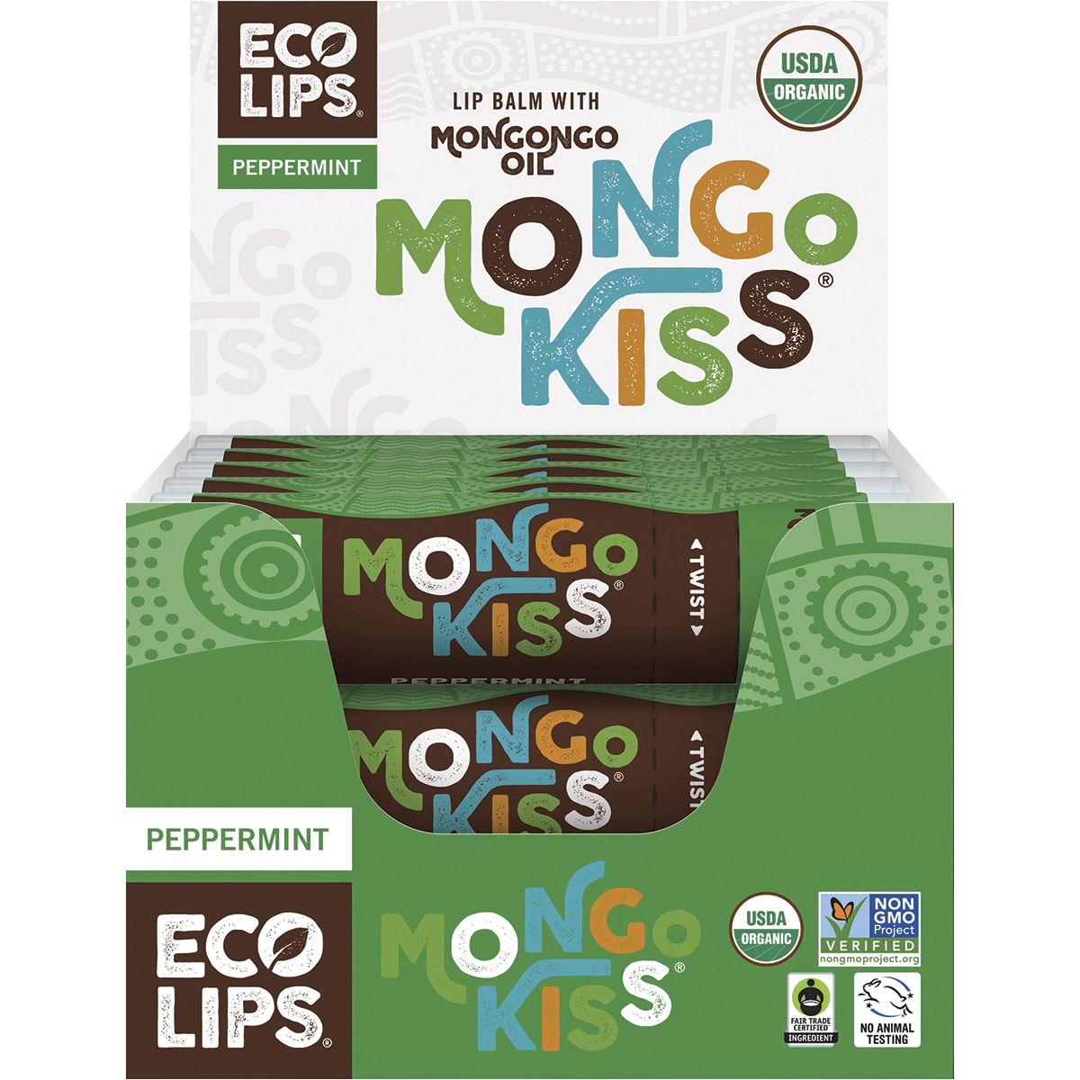 ECO LIPS Lip Balm Display Mongo Kiss Peppermint 15 x 7g