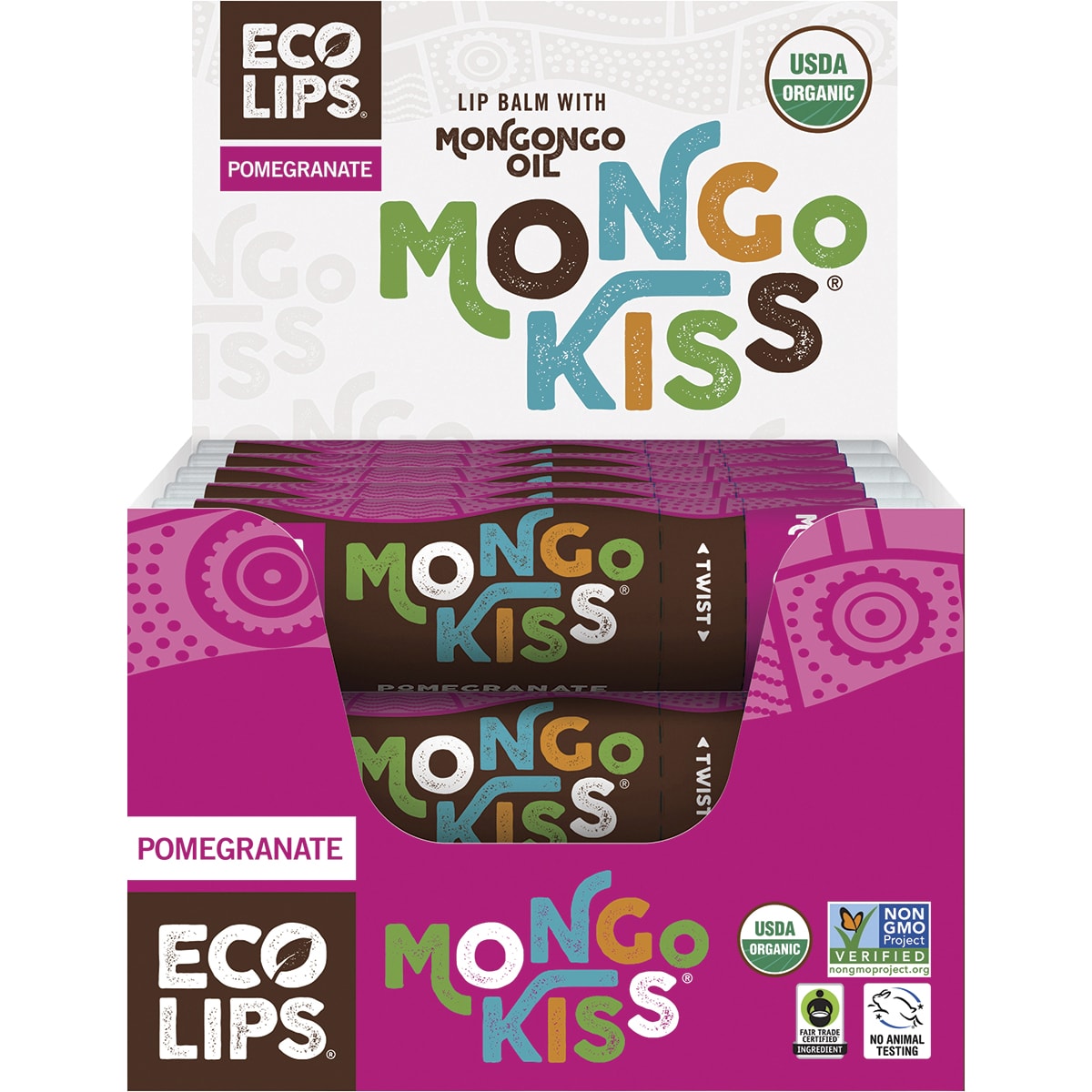 ECO LIPS Lip Balm Display Mongo Kiss Pomegranate 15 x 7g