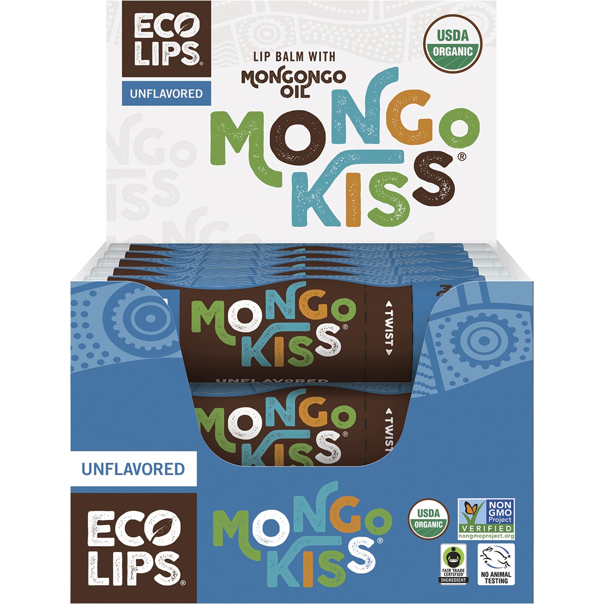 ECO LIPS Lip Balm Display Mongo Kiss Unflavoured 15 x 7g