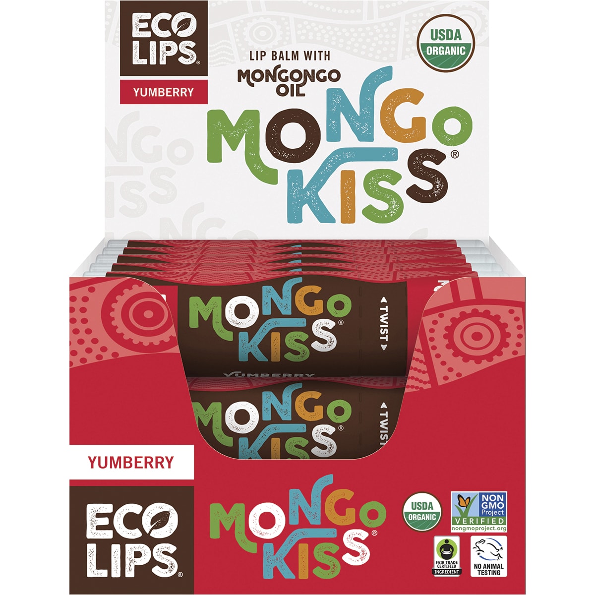 ECO LIPS Lip Balm Display Mongo Kiss Yumberry 15 x 7g