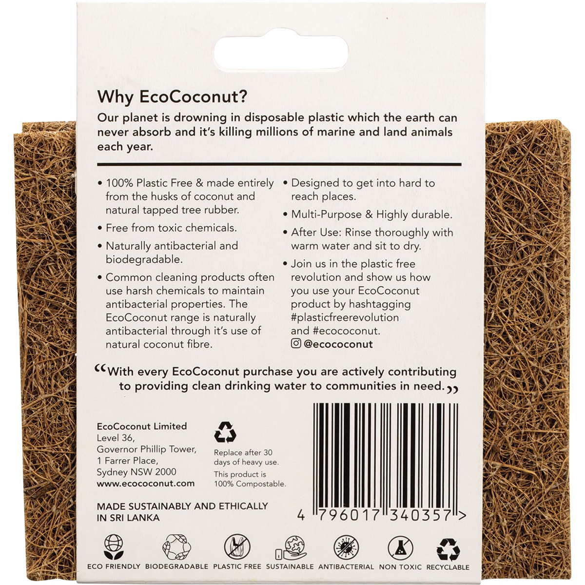 ECOCOCONUT Scourer Scrub Pad x 1