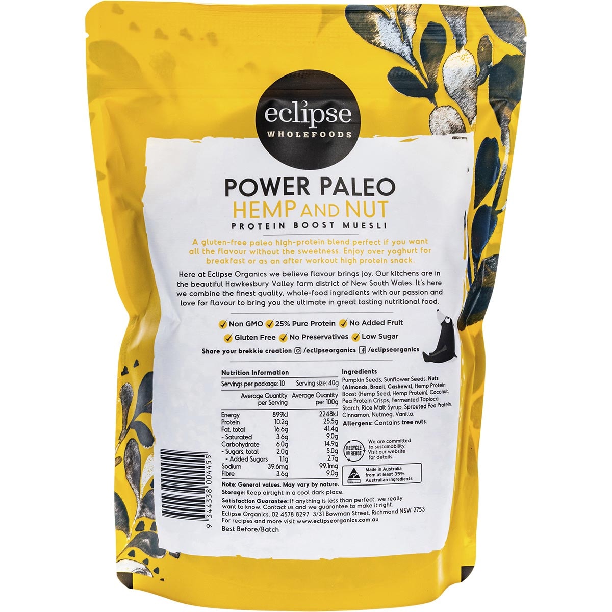 ECLIPSE ORGANICS Paleo Muesli Hemp & Nut 1 x 425g