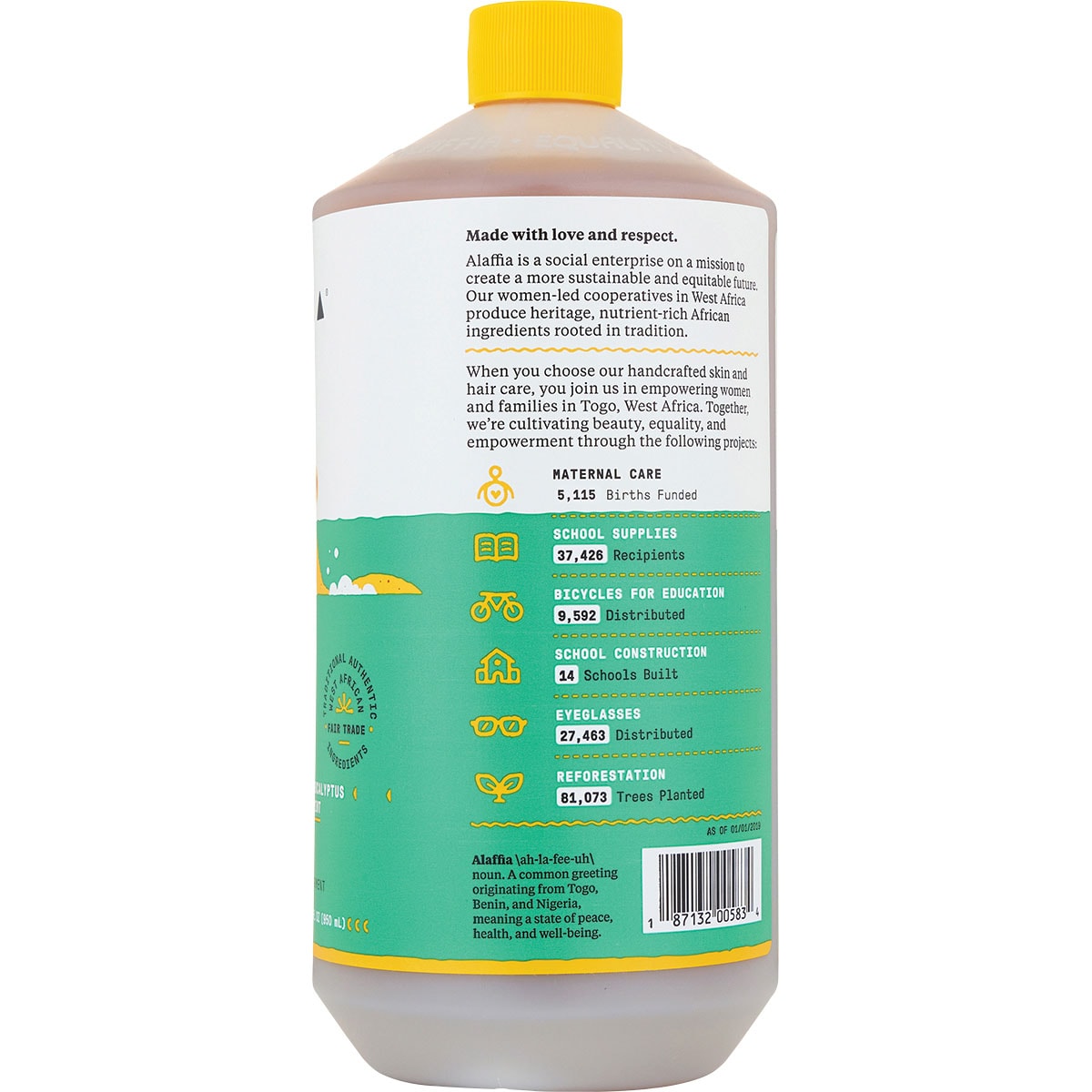 ALAFFIA Kids Bubble Bath Eucalyptus Mint 1 x 950ml