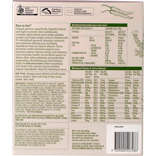 EVOLUTION BOTANICALS Organic Greens Meal Shake Smooth Berry 10 x 50g