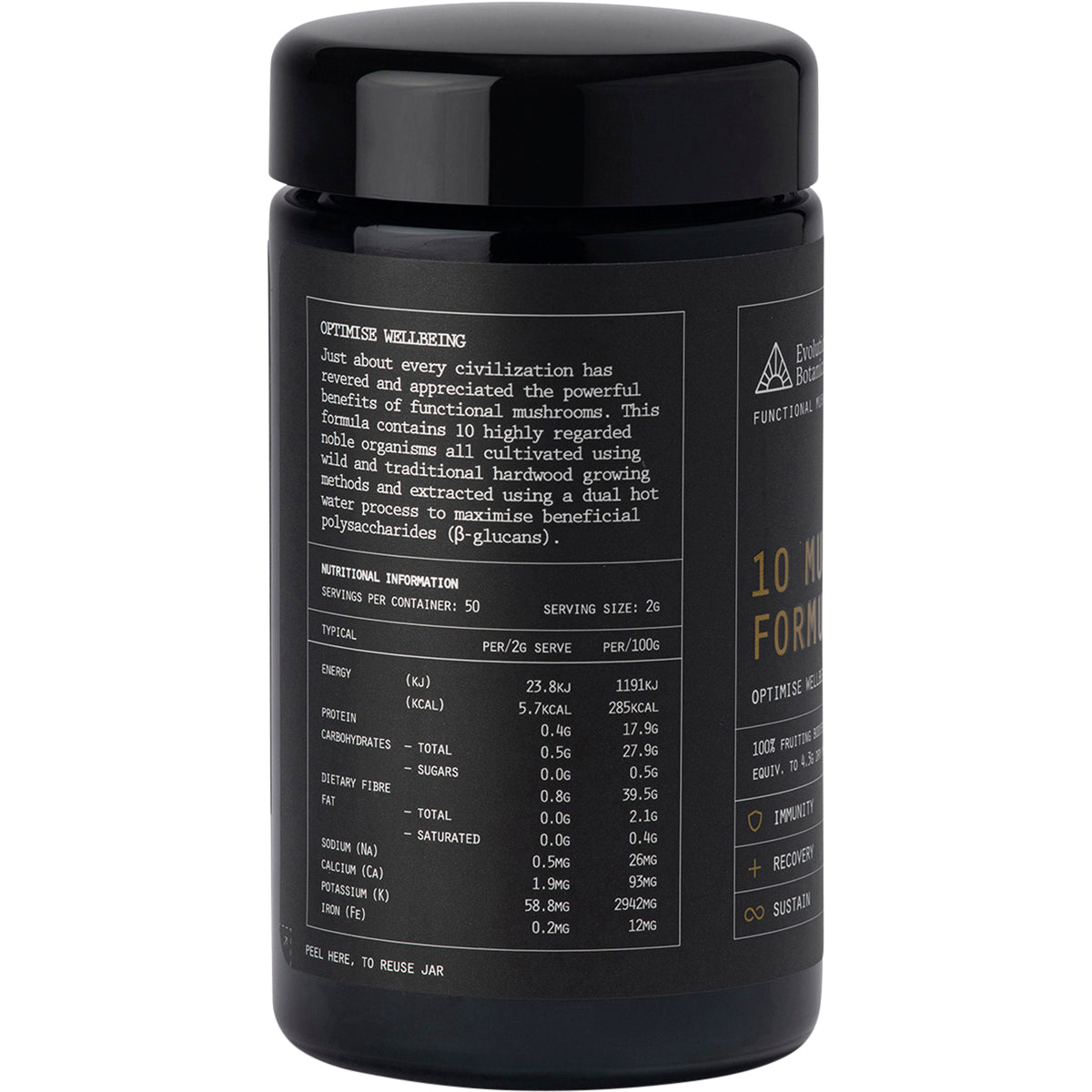 EVOLUTION BOTANICALS 10 Mushroom Formula Optimise Wellbeing 1 x 100g