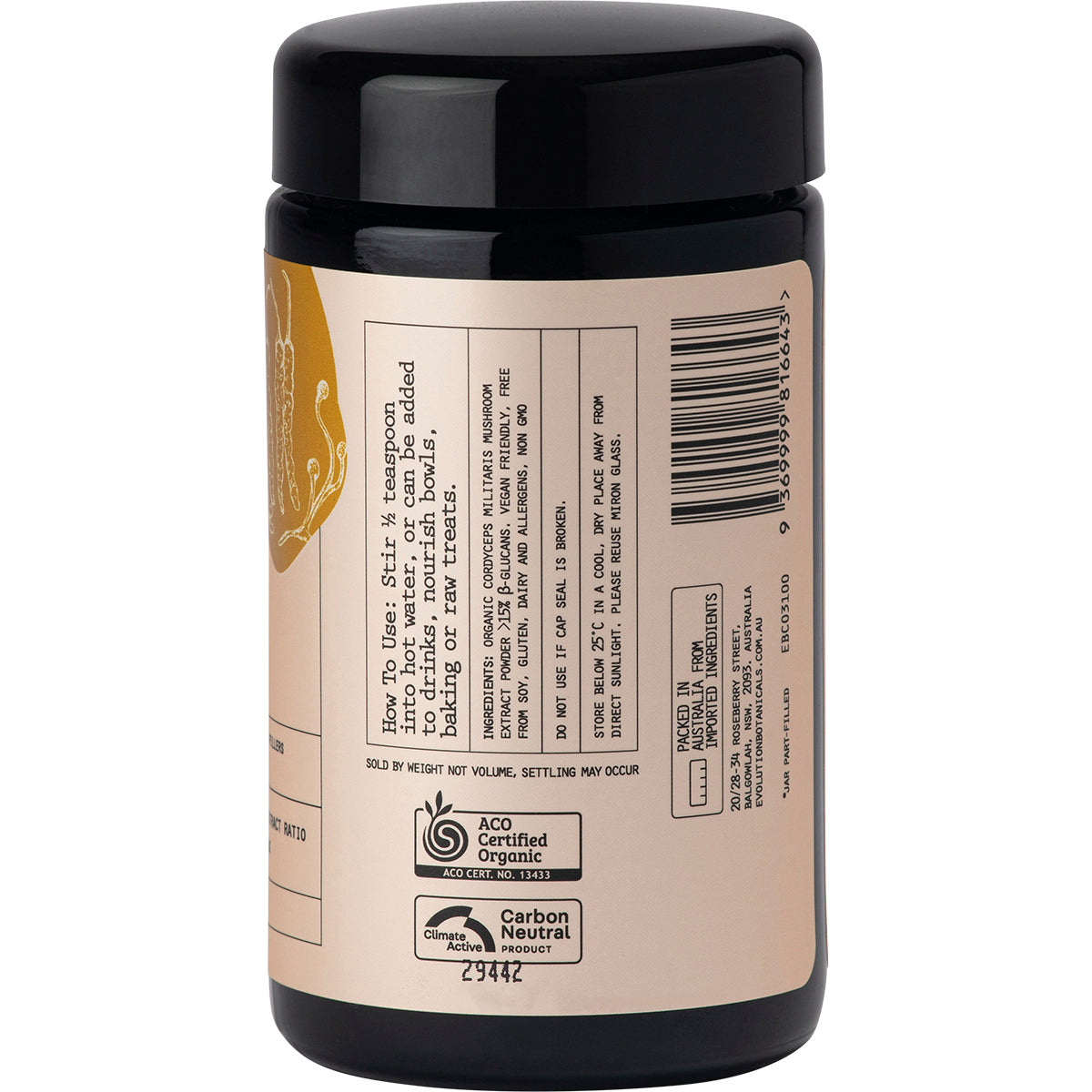 EVOLUTION BOTANICALS Organic Cordyceps Militaris Elite Performance 1 x 100g