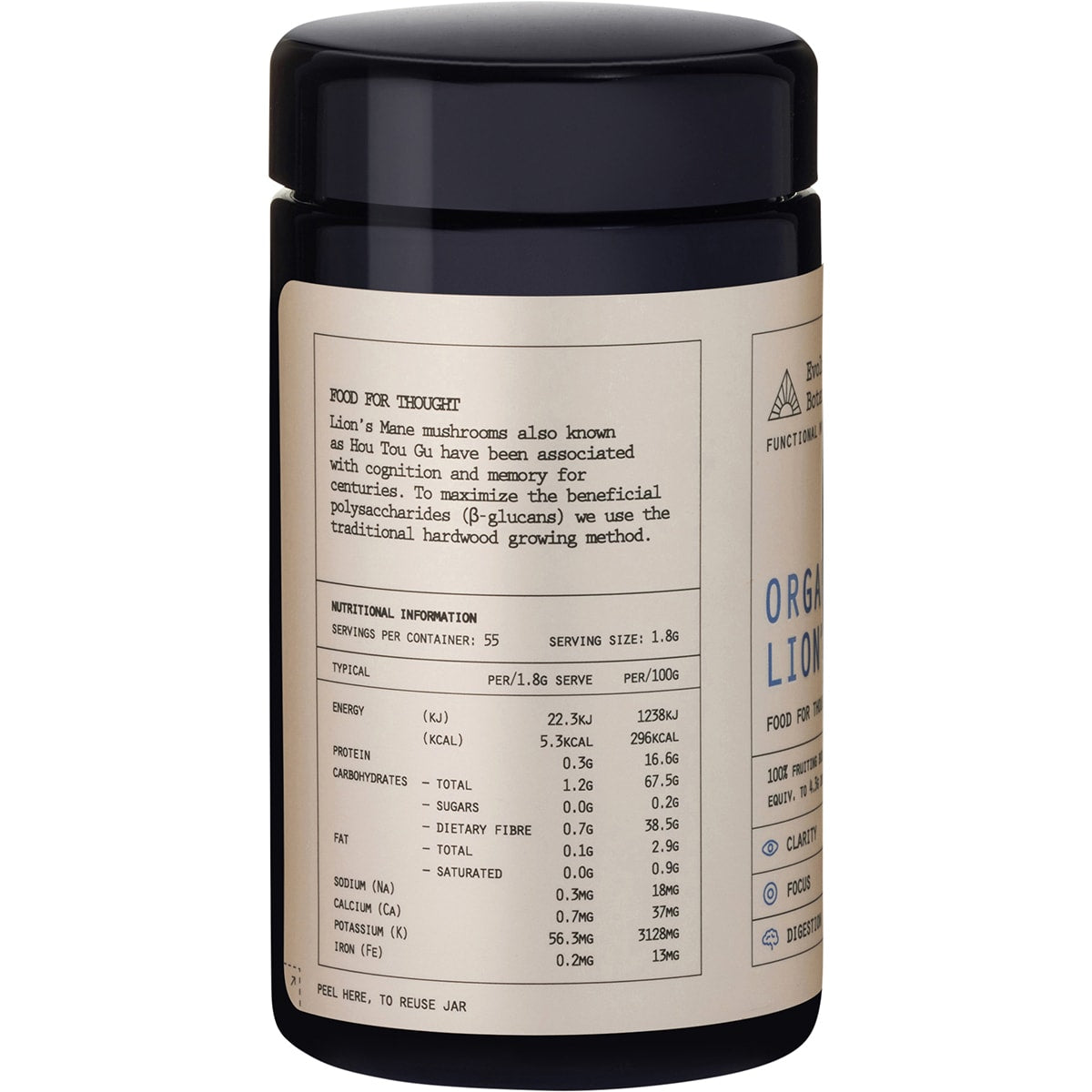 EVOLUTION BOTANICALS Organic Lion's Mane Food For Thought 1 x 100g