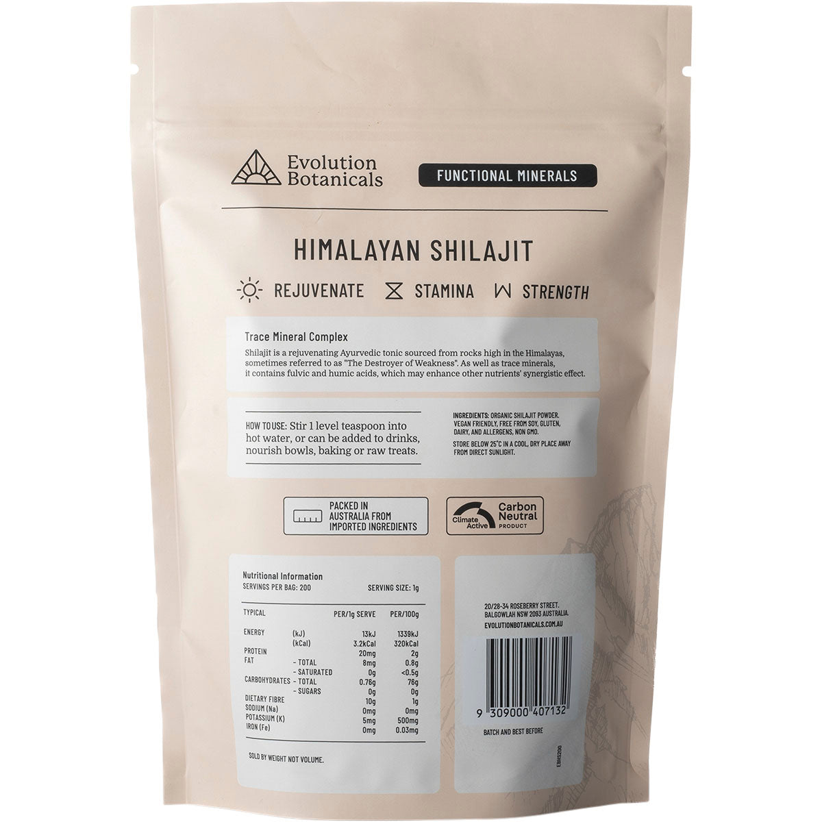 EVOLUTION BOTANICALS Himalayan Shilajit Trace Mineral Complex 1 x 200g