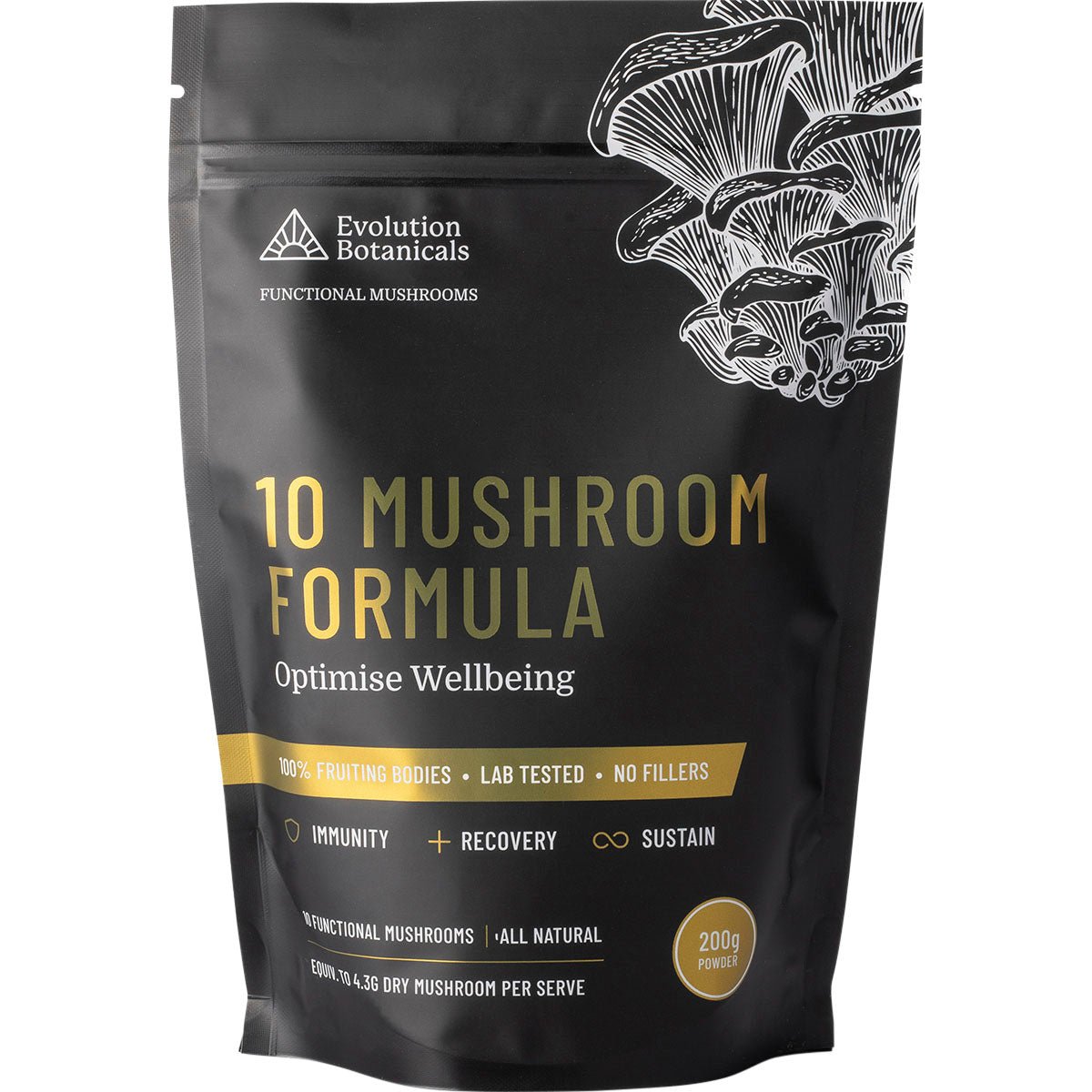 EVOLUTION BOTANICALS 10 Mushroom Formula Optimise Wellbeing 1 x 200g