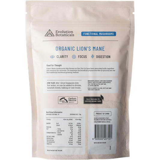 EVOLUTION BOTANICALS Organic Lion's Mane Food For Thought 1 x 200g