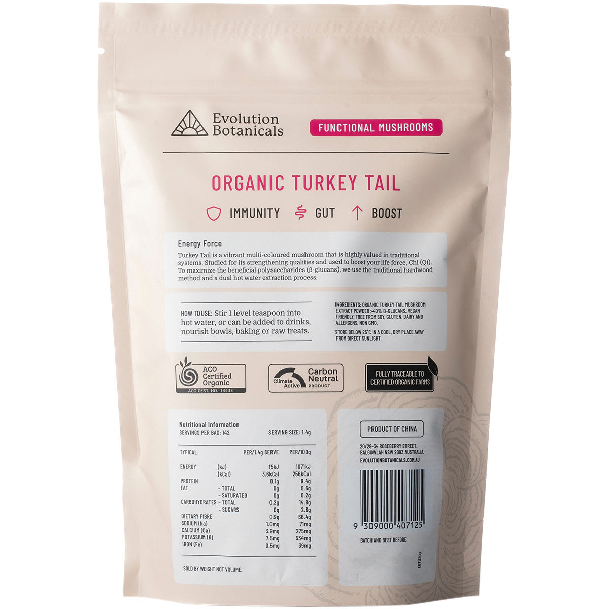 EVOLUTION BOTANICALS Organic Turkey Tail Energy Force 1 x 200g