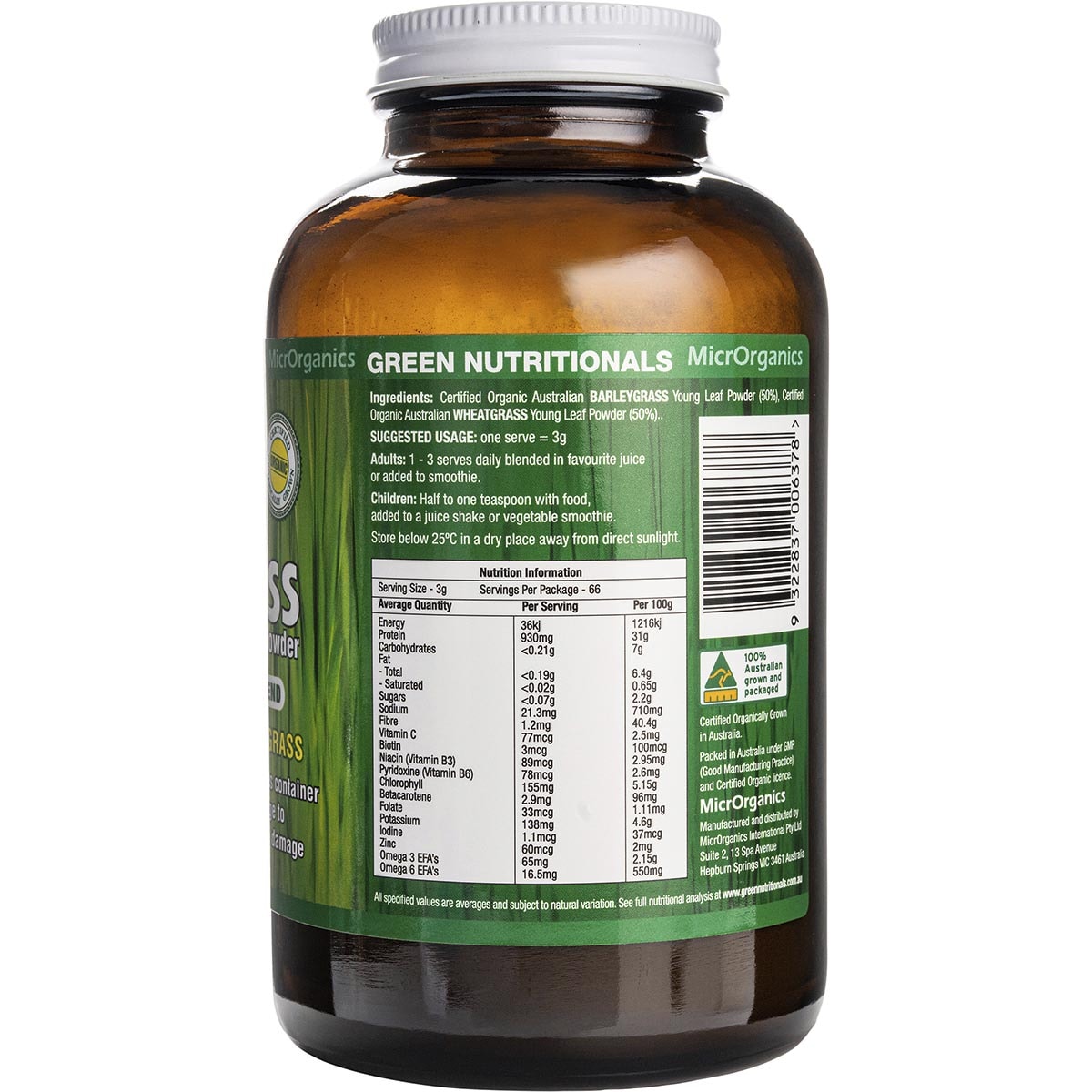 GREEN NUTRITIONALS Organic Supergrass Powder 1 x 200g