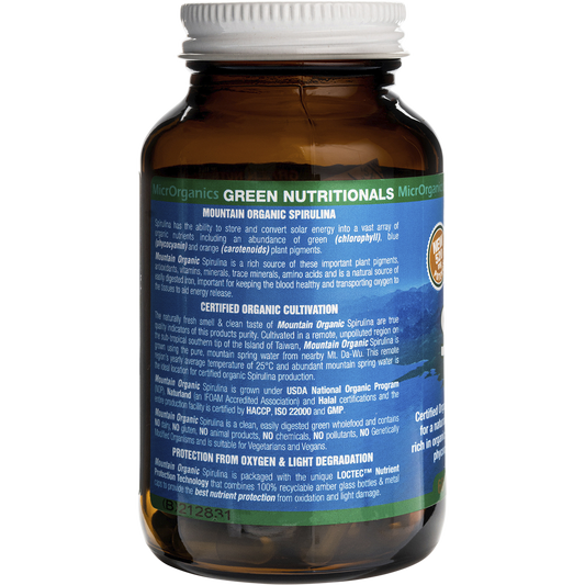 Green Nutritionals Mountain Organic Spirulina 520mg 12 x 60 Caps