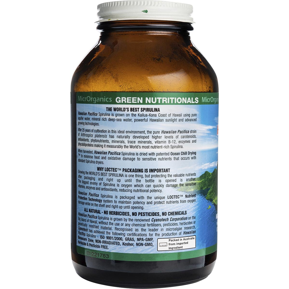 GREEN NUTRITIONALS Mountain Organic Spirulina Tablets 500mg 1 x 200 Tabs