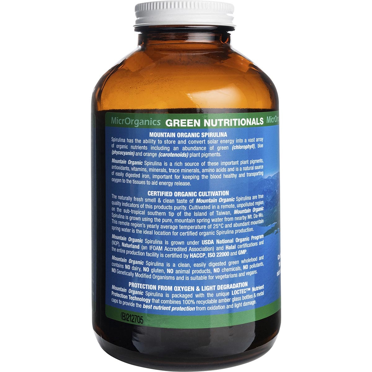 GREEN NUTRITIONALS Mountain Organic Spirulina Powder 1 x 500g