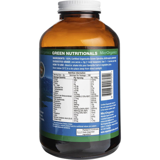 GREEN NUTRITIONALS Mountain Organic Spirulina Powder 1 x 500g