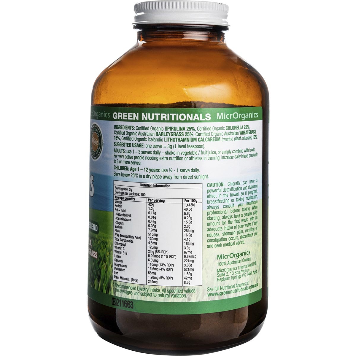 GREEN NUTRITIONALS Organic Green Superfoods Powder 1 x 450g